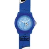 A close-up of a blue children's watch with a soccer ball design. Produktbild-Vorschau