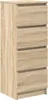 A tall, narrow chest of drawers with five drawers, made of wood-effect material. Podgląd zdjęcia produktu