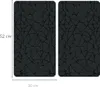 Two rectangular black glass plates with a mosaic pattern are shown side-by-side. Dimensions are indicated with measurement lines and text. Produktbild-Vorschau