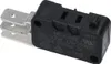 A close-up shot of a black and silver microswitch with metal terminals. Produktbild-Vorschau