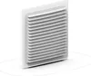 A white ventilation grille with horizontal slats, shown at a slight angle against a white background. Produktbild-Vorschau