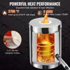 A marketing image showcasing a metal melting furnace with flames and text highlighting its performance. Voir les images du produit