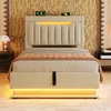 okwish Lit coffre 90×200 cm pour jeune, LED, ports Voir les images du produit 2