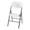 A white folding chair with a gray metal frame. Podgląd zdjęcia produktu