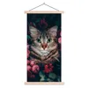 MuchoWow® Textilposter Katze - Blumen - Blätter - Botanisch Produktbild-Vorschau 1