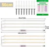 A diagram showing two sizes of LED grow lights with accessories and installation instructions. Produktbild-Vorschau