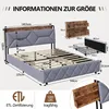 Diagram showing the dimensions of a bed frame and its components, along with certification and weight capacity icons. Náhľad obrázku produktu