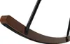 A close-up view of the curved wooden base and black metal support of a rocking chair. Podgląd zdjęcia produktu