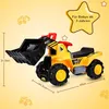 A yellow toy ride-on excavator with dimensions indicated by measurement lines and text. Anteprima dell’immagine prodotto