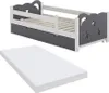 A children's bed with a pull-out drawer and a mattress, shown separately. Náhľad obrázku produktu