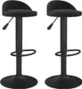 Two black bar stools are shown against a white background. Voir les images du produit