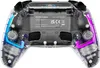 The back of a transparent gaming controller with visible internal components and LED lighting. Produktbild-Vorschau