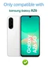 A white Samsung Galaxy A26 5G phone is shown from the back and front, with text indicating compatibility. Produktbild-Vorschau