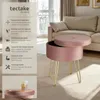 Tabouret avec coffre de rangement aspect velours Voir les images du produit 2