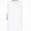 A diagram showing the dimensions of a screen protector against a grid background. Produktbild-Vorschau