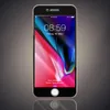 A smartphone with a colorful wallpaper displayed on its screen, set against a dark gray background. Produktbild-Vorschau