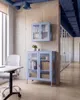 BELIANI Vitrine Blau Stahl Halbhoch Schmal mit Glastüren Produktbild-Vorschau 4