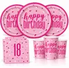 18. Geburtstag Partyset Einweggeschirr rosa pink 48 tlg. Produktbild-Vorschau 1