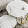 Couchtisch Rund 2er Set, Wohnzimmertisch Gold Metall, Produktbild-Vorschau 1