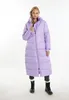 Damen Lange Warme Steppjacke mit Kapuze und Stehkragen lila Produktbild-Vorschau 4