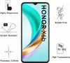 A marketing image showing a smartphone screen with protective glass features listed around it. Produktbild-Vorschau