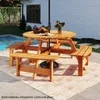 Holzpicknicktisch und Stuhl Set für 8 Personen, runder Produktbild-Vorschau 3