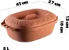 A clay pot with a lid and handles, with dimensions indicated by text overlays. Voir les images du produit