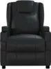 A black leather massage chair is shown from the front. Náhľad obrázku produktu