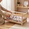 Drewniane łóżeczko dla lalek NATURALNE z materacem i Podgląd zdjęcia produktu 6