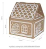 A cardboard gift box shaped like a gingerbread house, with decorative white elements resembling icing. Dimensions are indicated by lines and text. Podgląd zdjęcia produktu