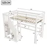A technical drawing of a white bunk bed with dimensions indicated by lines and numbers. Produktbild-Vorschau