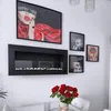 A modern living room with a wall-mounted fireplace and decorative art. Náhled obrázku produktu