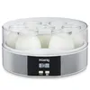 A yogurt maker with multiple glass jars filled with yogurt. Produktbild-Vorschau