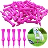 A pile of pink golf tees on a white background, with a smaller group of tees at the bottom and a golf scene in a circle on the right. Produktbild-Vorschau