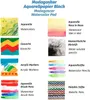 A collage of watercolor swatches demonstrating different art mediums and techniques on paper. Náhled obrázku produktu