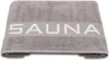 Saunatuch 100% Baumwolle, 80x200 cm, grau mit Schrift Produktbild-Vorschau 1