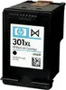 A black HP ink cartridge with a white label. Produktbild-Vorschau