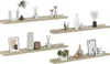 Four wooden shelves are displayed against a white background, each decorated with various decorative items. Náhľad obrázku produktu