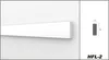 A white profile of a molding strip on a white background, with a diagram showing its dimensions on the right. Produktbild-Vorschau