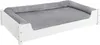 A white dog bed with a gray cushion and bolster. Produktbild-Vorschau