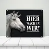 Metallschild mit Pferd Motiv und Spruch: Hier wachen wir! Produktbild-Vorschau 3