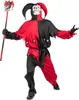 A person wearing a jester costume holding a jester's scepter. Podgląd zdjęcia produktu