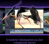 A collage of a video editing software interface with animated storks superimposed. Produktbild-Vorschau