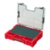 An open red organizer case with a clear lid, showing a dark foam insert inside. Anteprima dell’immagine prodotto
