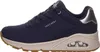 A side view of a single blue sneaker with tan and silver accents, isolated on a white background. Podgląd zdjęcia produktu