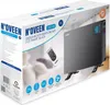 Product packaging for a Noveen CH7100 LCD Smart Black Convector Heater, showing the product and its remote control. Podgląd zdjęcia produktu