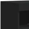 Close-up of a black cabinet or furniture piece, showing a corner and a shelf opening. Anteprima dell’immagine prodotto