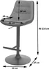 A bar stool with dimensions indicated by arrows and text. Produktbild-Vorschau