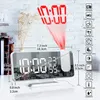 Projektionswecker mit FM-Radio, 7,5 Zoll Spiegeldisplay, USB-Ladegerät, Weiß Productafbeelding-voorbeeld
