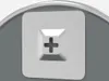 A close-up view of a silver-colored screw head with a cross-shaped slot, set against a gray background. Náhled obrázku produktu